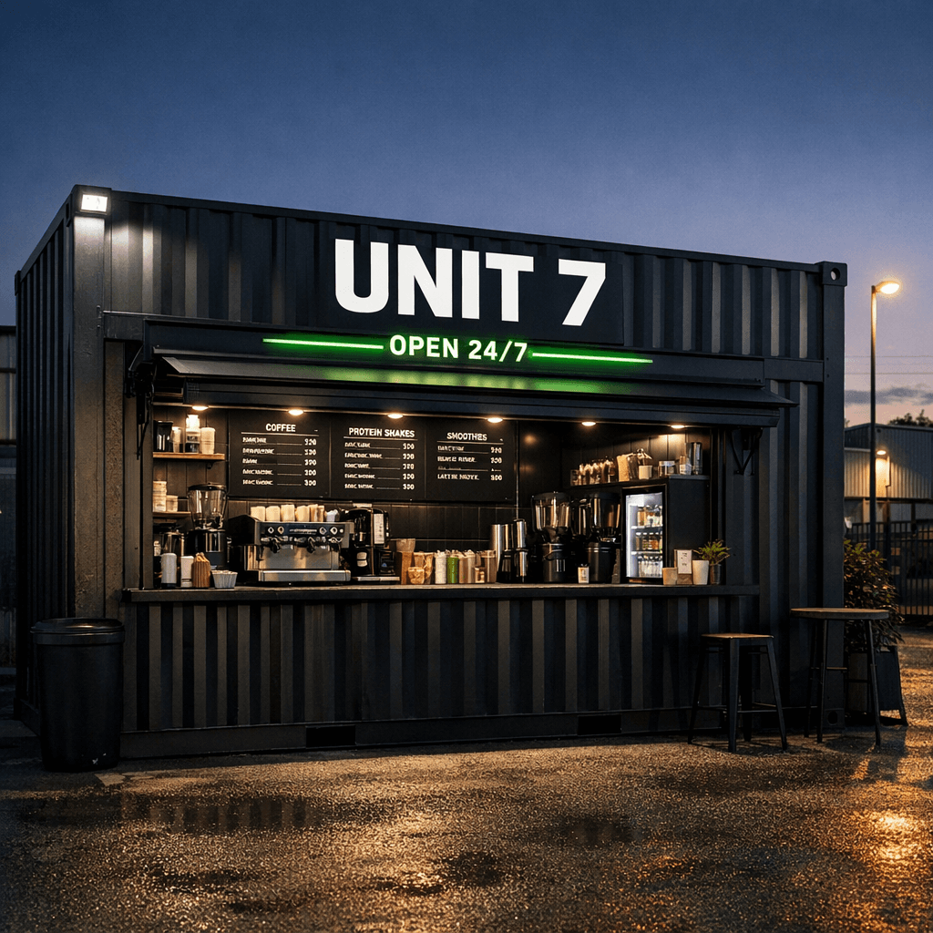 UNIT7 Café — Industrial container café, Sandown Road, Watford